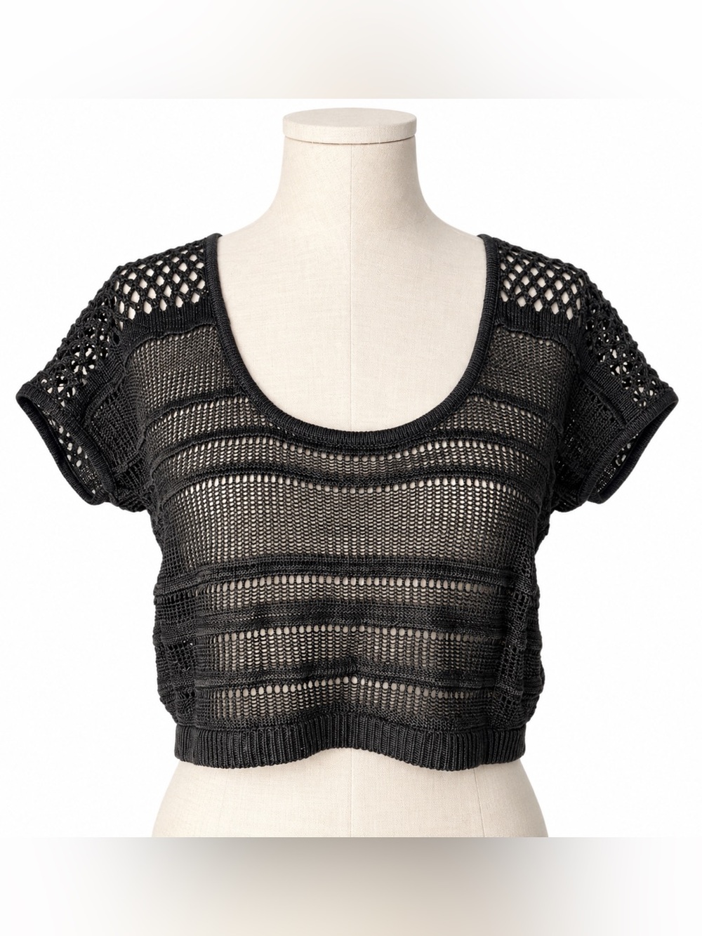 Bebe Olive Green Crochet Crop Top Small Boho Festival Y2K Chic Sweater